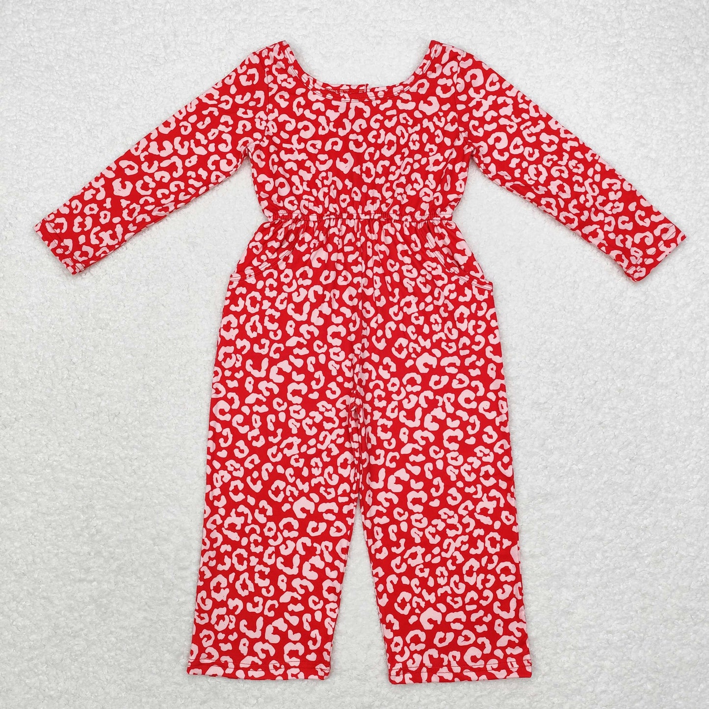 LR1139 leopard long sleeve girl jumpsuit overall 202408 RTS
