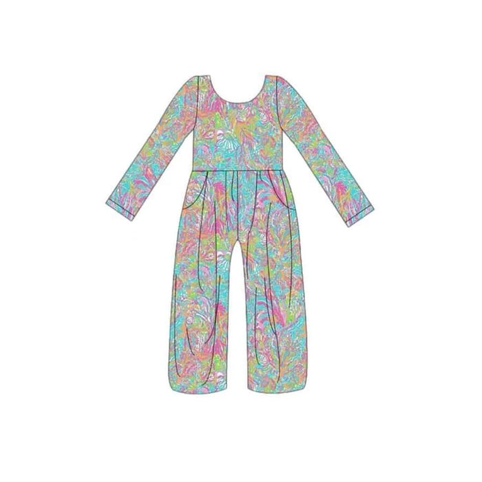 MOQ3 -CUSTOM -LR1140 flower long sleeve girl jumpsuit overall 202405