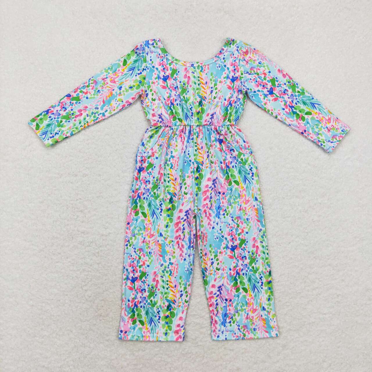 LR1141 RTS flower long sleeve girl jumpsuit overall 202408