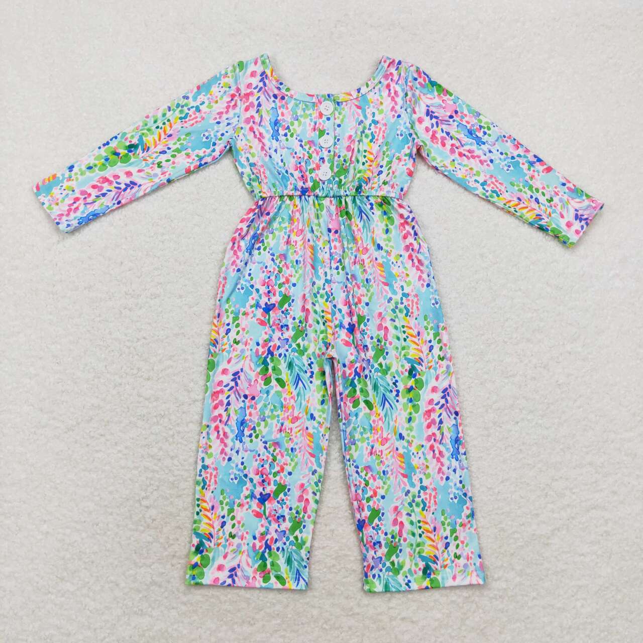 LR1141 RTS flower long sleeve girl jumpsuit overall 202408