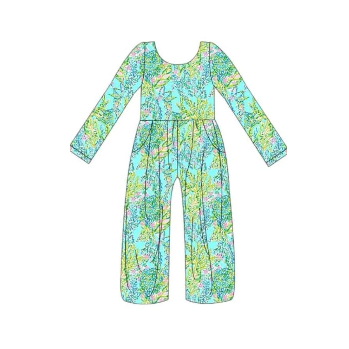 LR1143 preorder flower long sleeve girl jumpsuit overall 202405