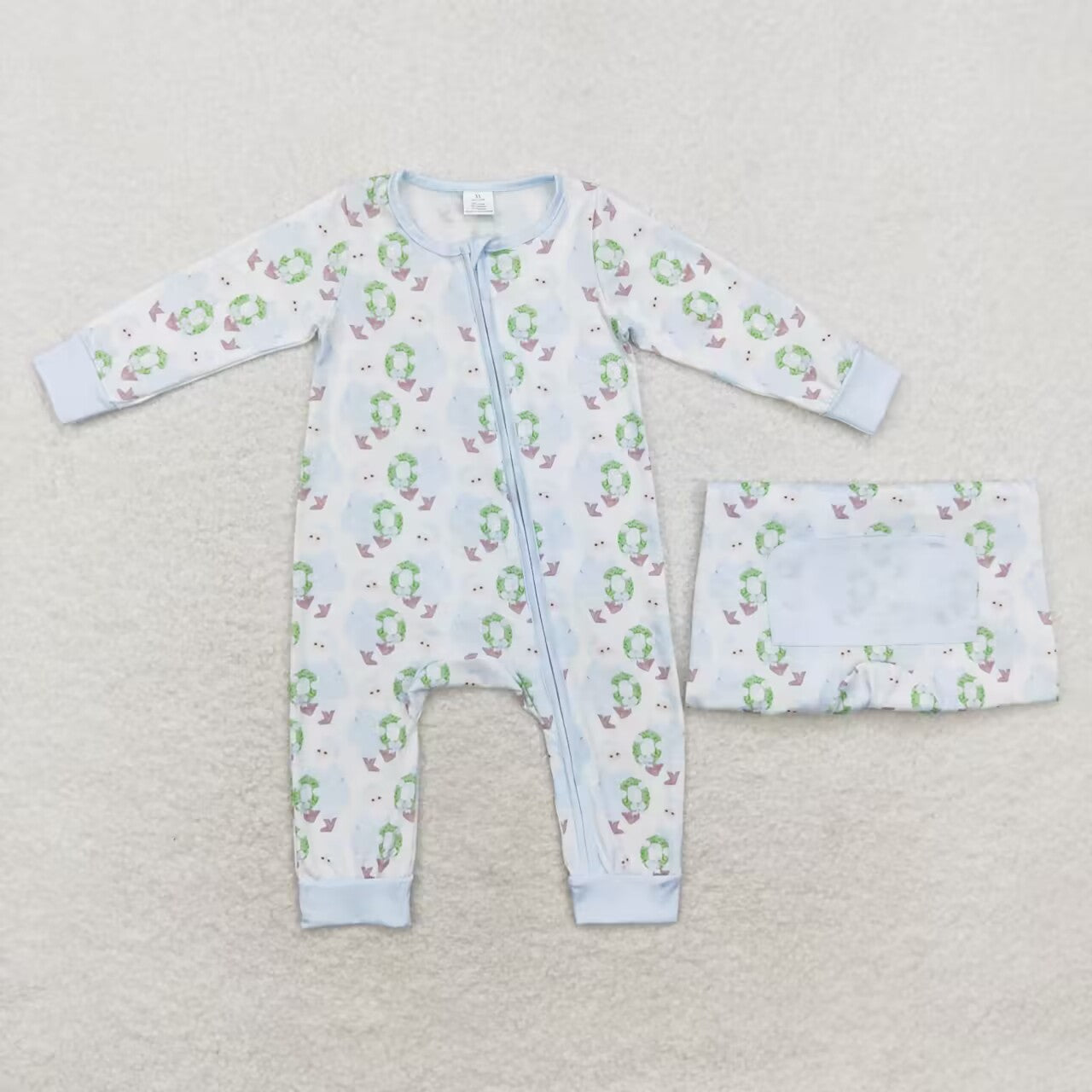 LR1148 BAMBOO Christmas santa tree boy romper 202408 sibling