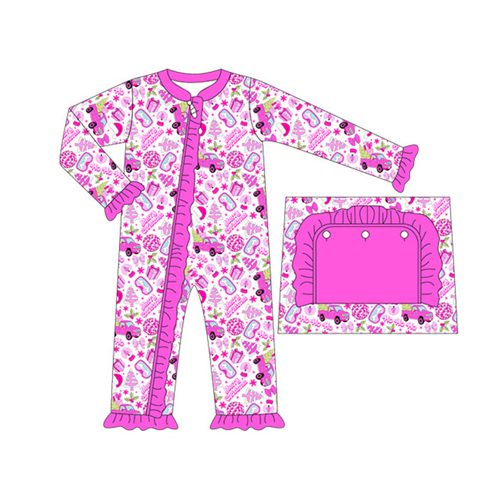 LR1169 Merry Christmas car girl romper 202406 preorder sibling
