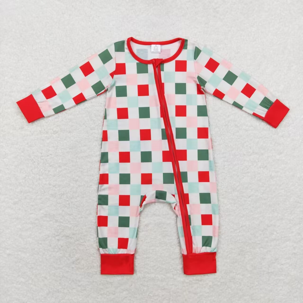 LR1197 Bamboo Checkerboard girl boy romper 202407 RTS sibling