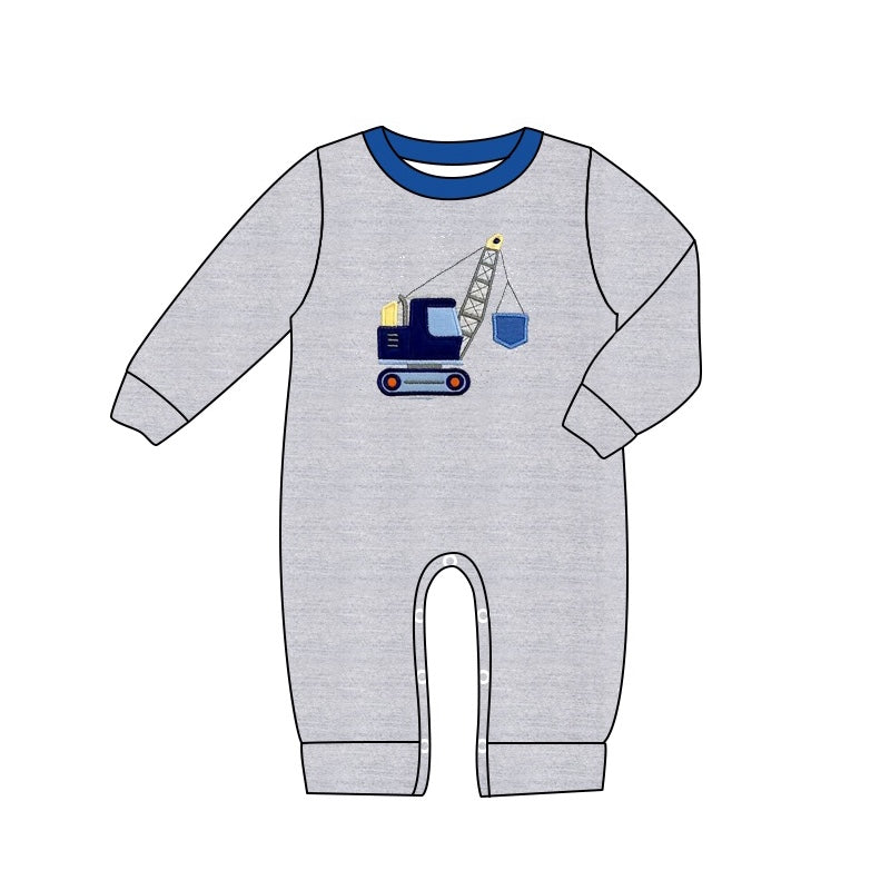 LR1211 truck digger boy romper 202406 preorder sibling