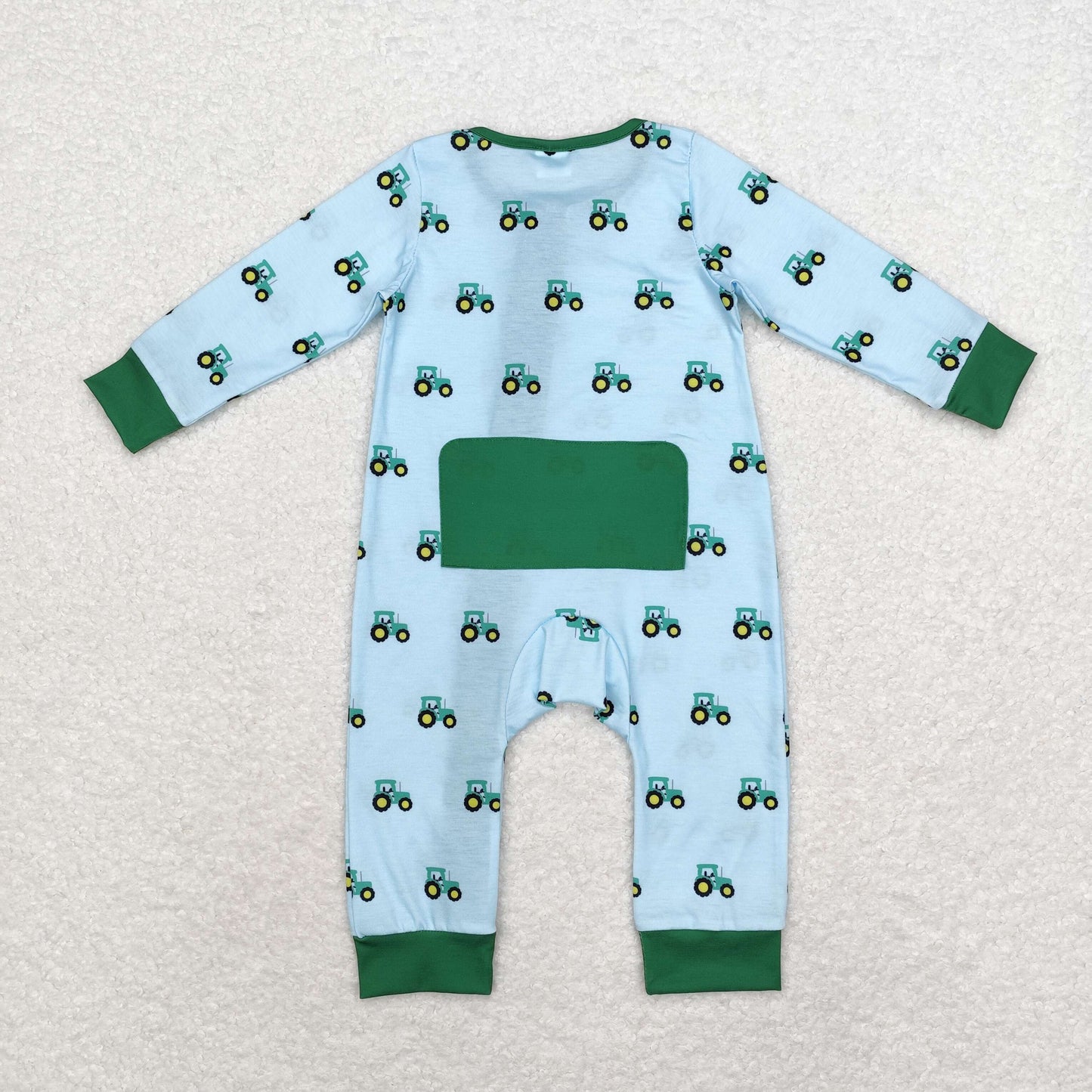 BAMBOO LR1253  tractor sibling boy romper  RTS Free shipping order $100+