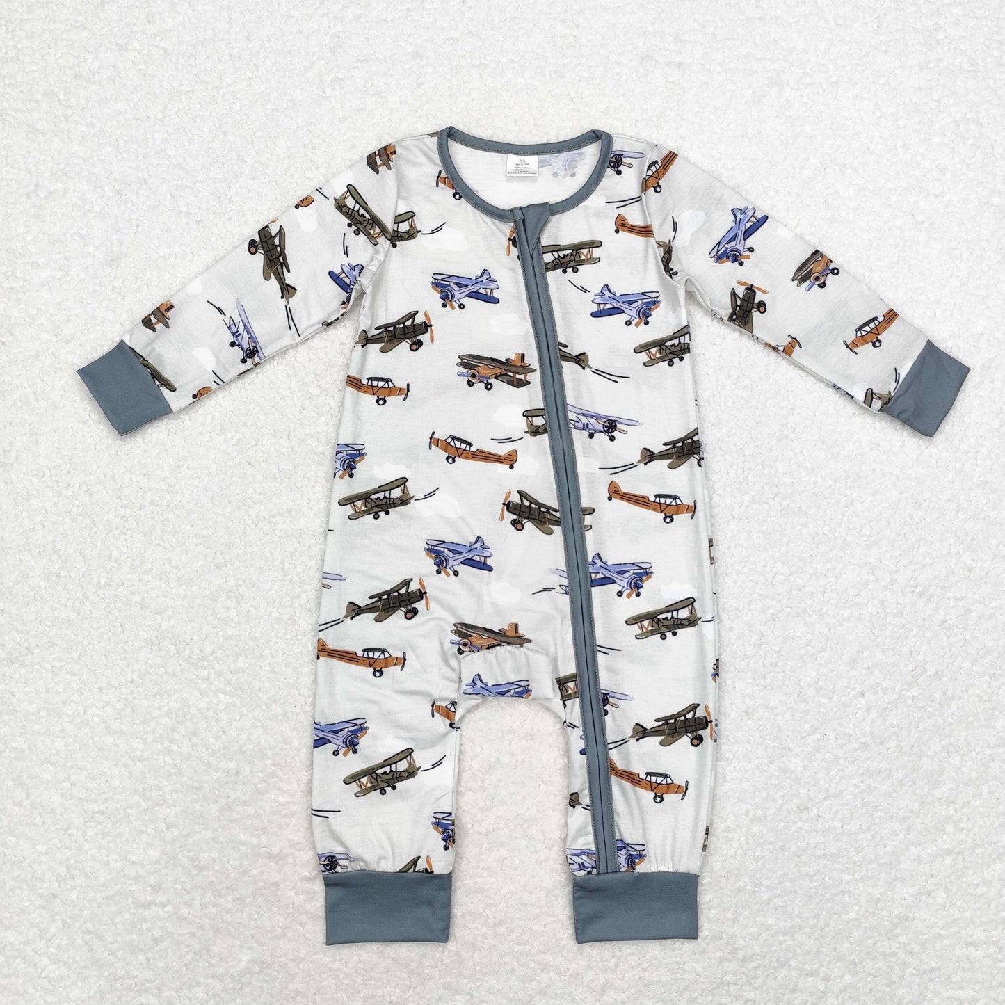 Bamboo LR1326 plane boy romper 202408 sibling RTS