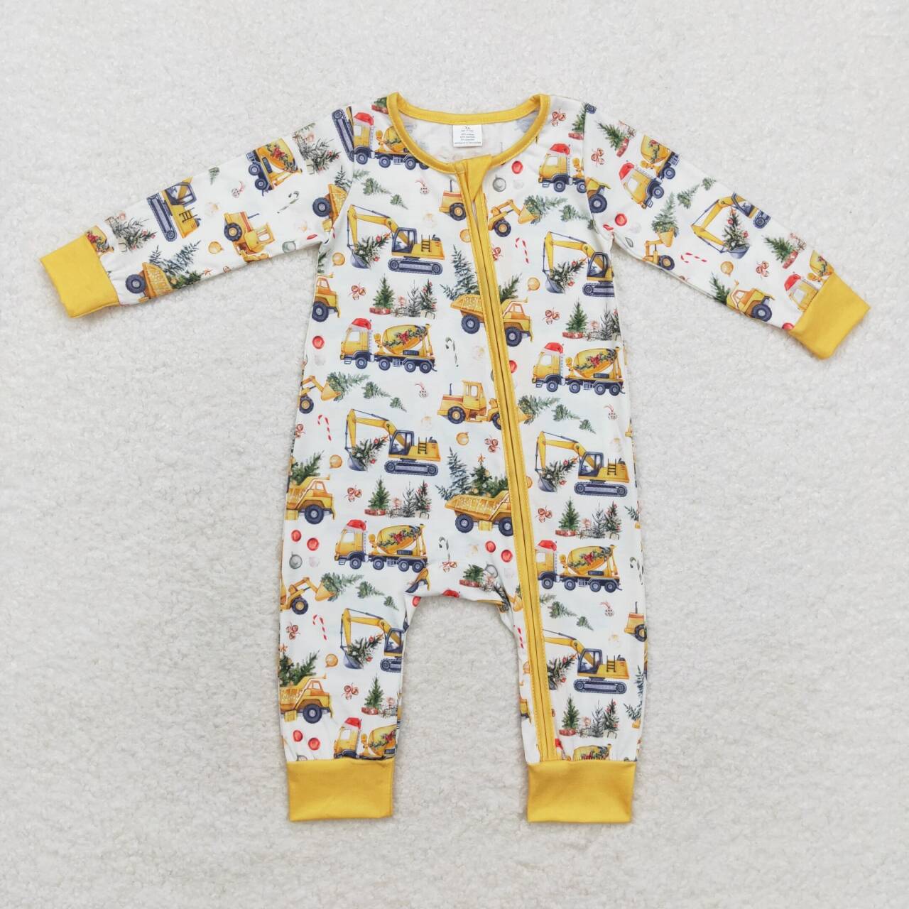 LR1332 bamboo truck printing girl romper 202408 RTS SIBLING