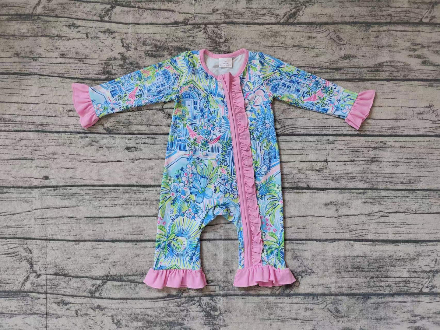 flower house LR1073 girl romper 202407 preorder sibling