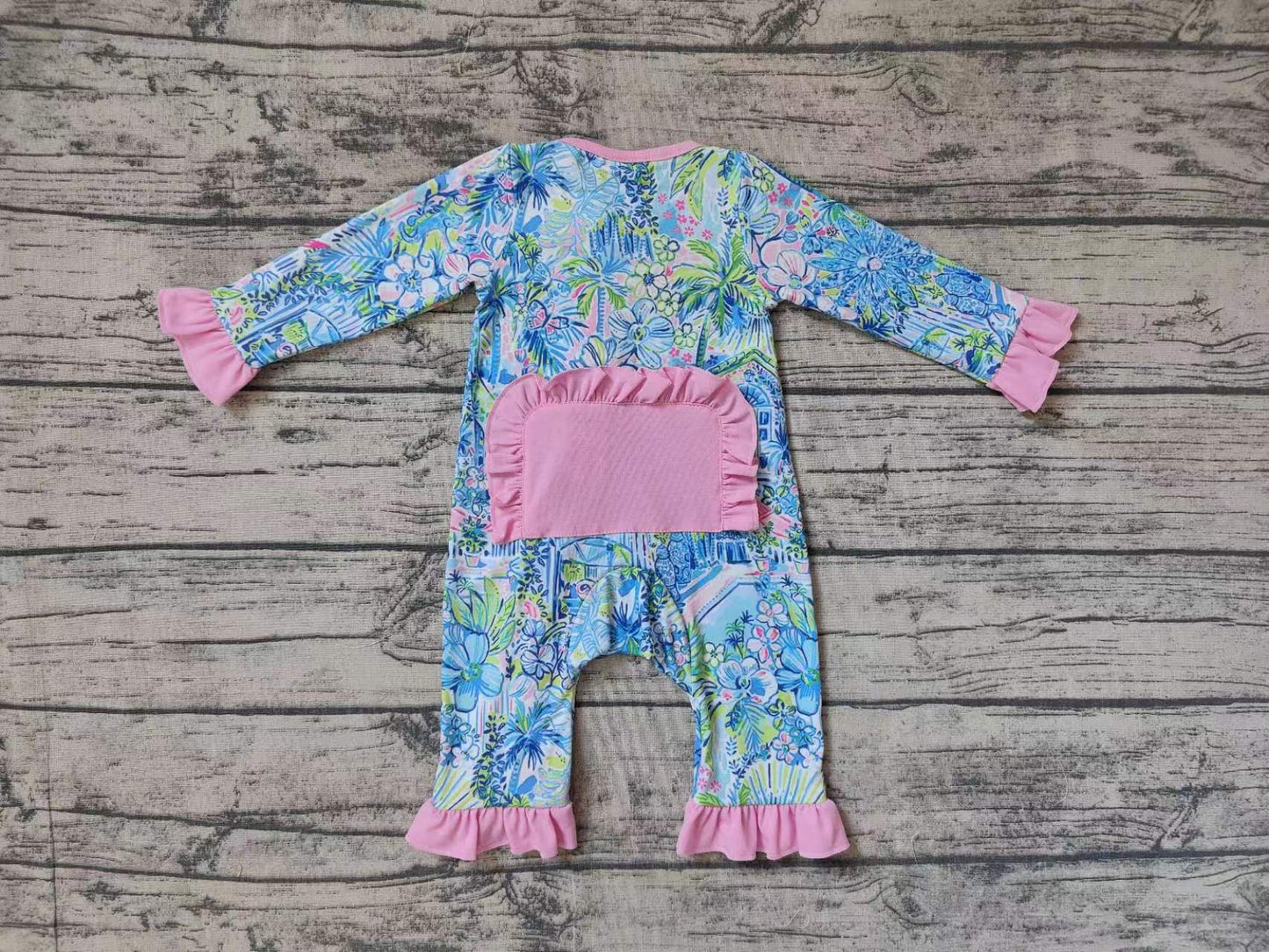 flower house LR1073 girl romper 202407 preorder sibling