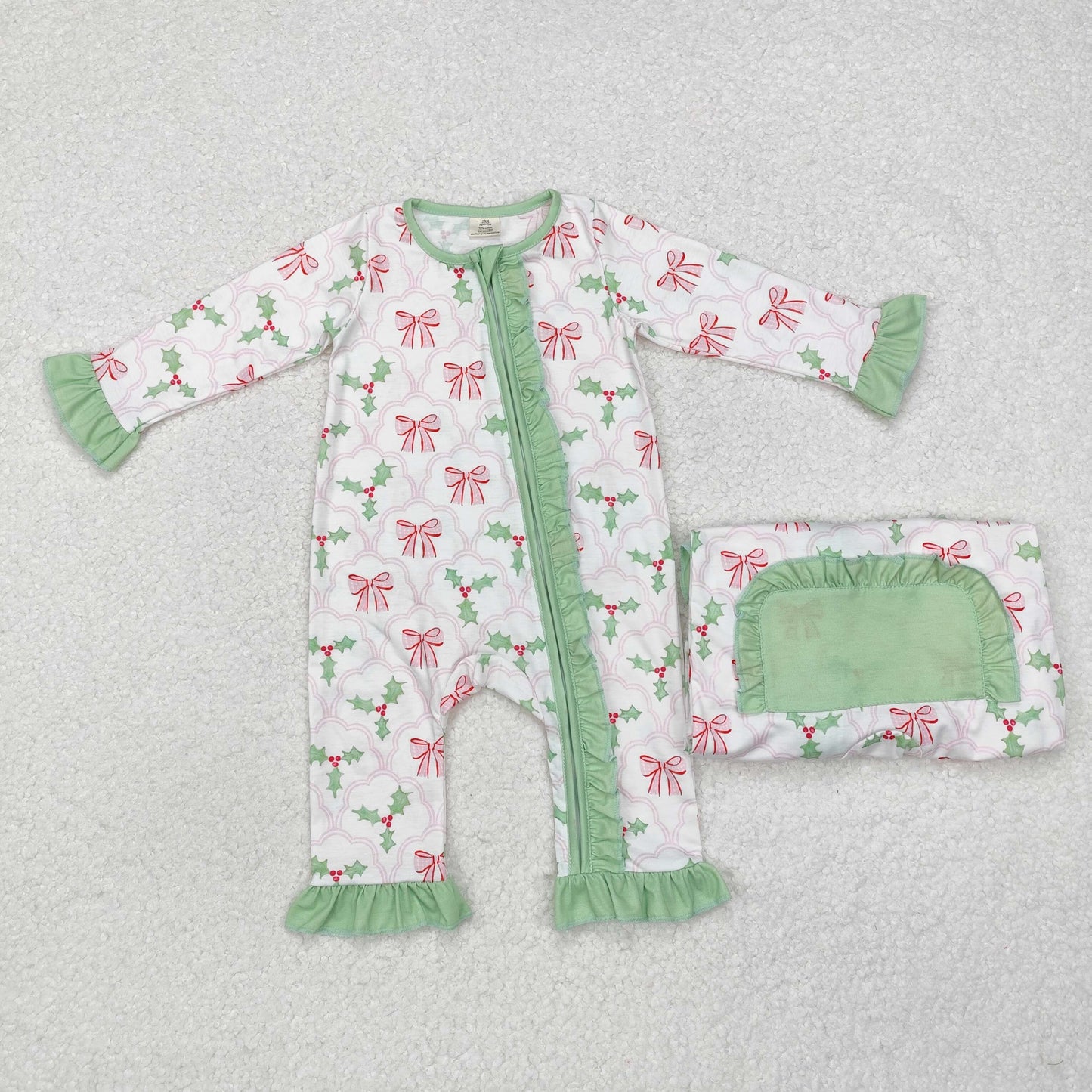 LR1344 -BAMBOO Christmas bowgirl romper 202410 RTS sibling