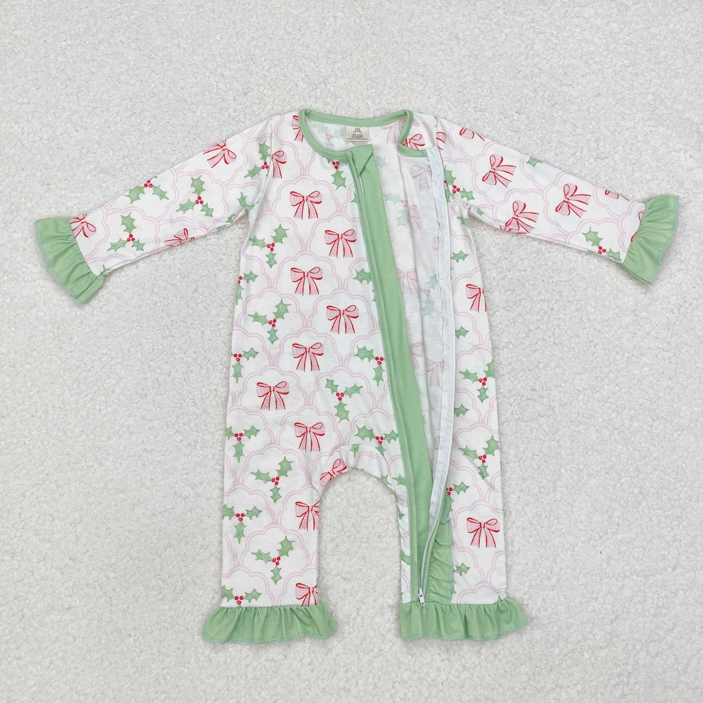 LR1344 -BAMBOO Christmas bowgirl romper 202410 RTS sibling