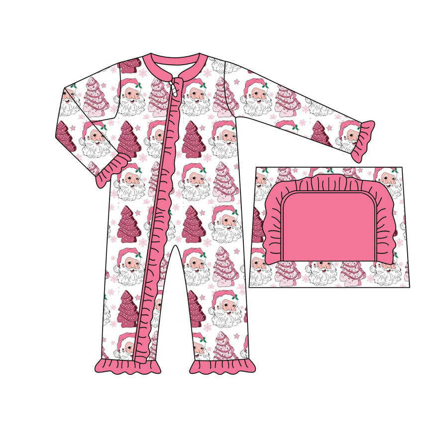 Christmas santa sibling LR1358 girl romper 202407