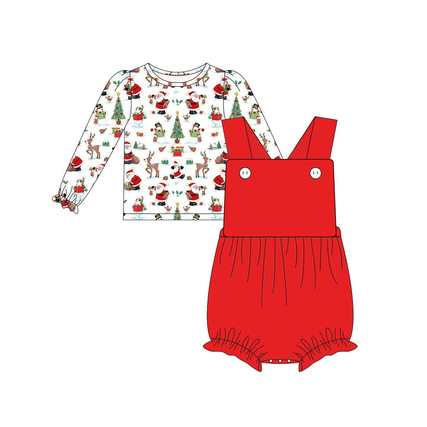 solid color cotton sibling red SR1943 girl romper outfit overall 202407 preorder