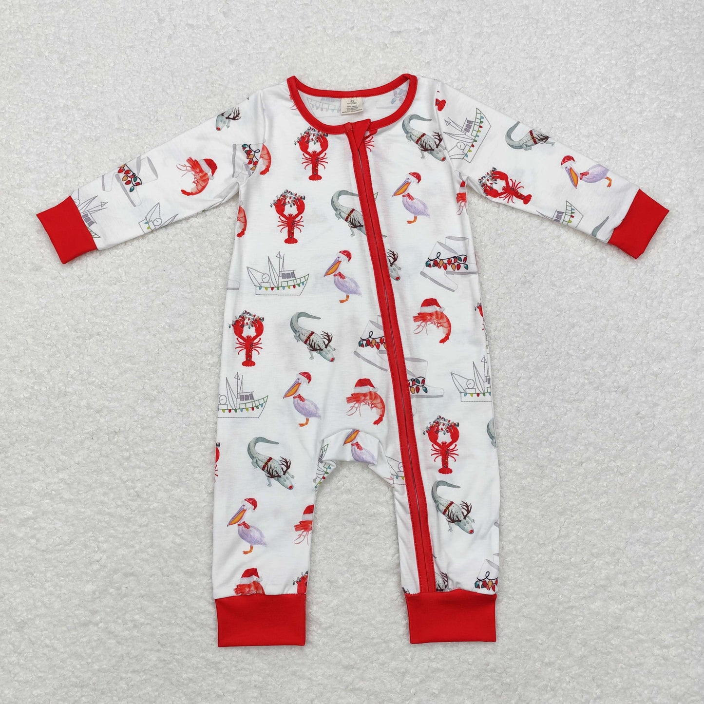 LR1399 BAMBOO sea cray fish sailboat LR1399 girl romper RTS Free shipping order $100+