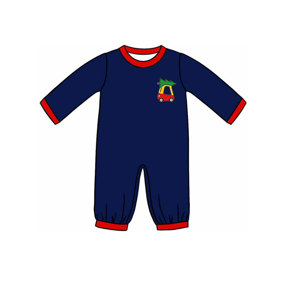 Christmas tree car sibling LR1422 boy romper 202407 preorder(
