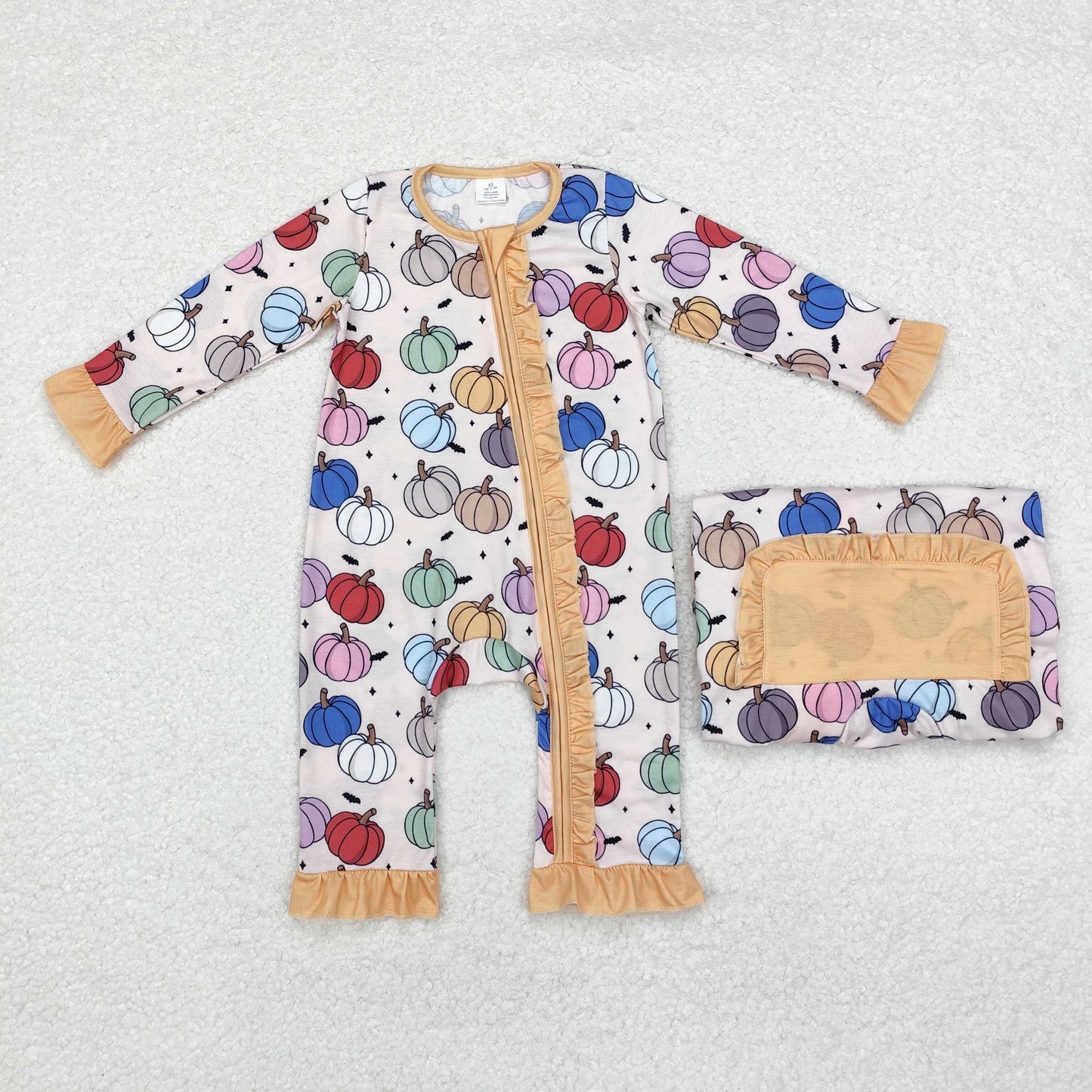 BAMBOO LR1455 Halloween pumpkin sibling girl romper 202409 RTS