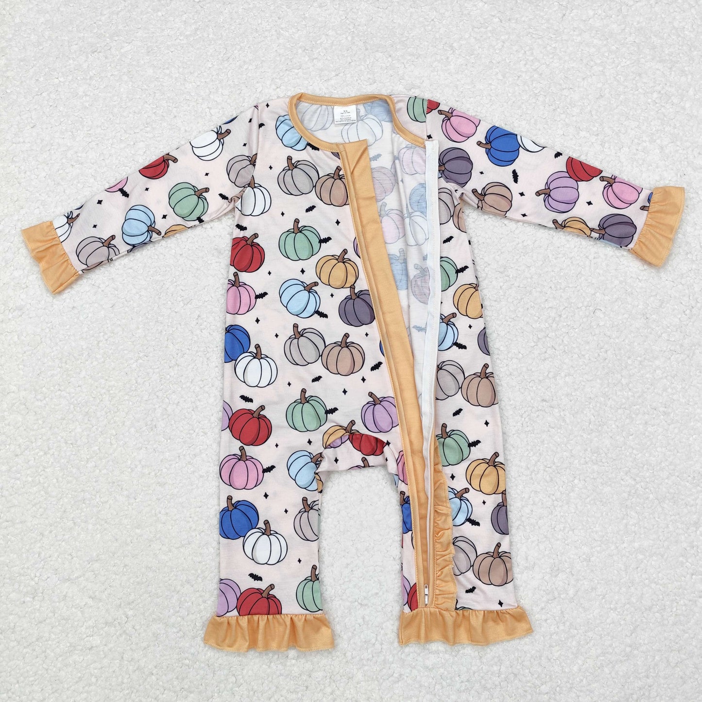 BAMBOO LR1455 Halloween pumpkin sibling girl romper 202409 RTS