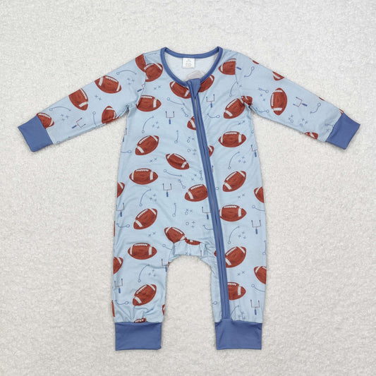 LR1463 BAMBOO football boy romper 202408 RTS sibling