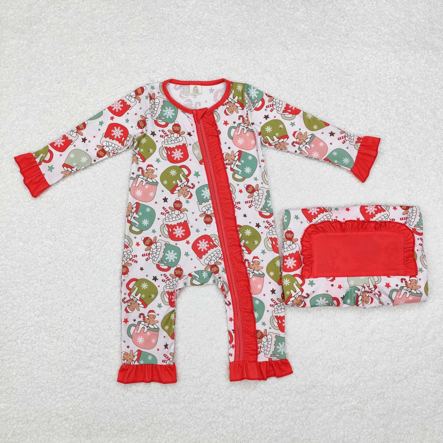 LR1509 BAMBOO sibling Christmas cup girl romper 202409 RTS
