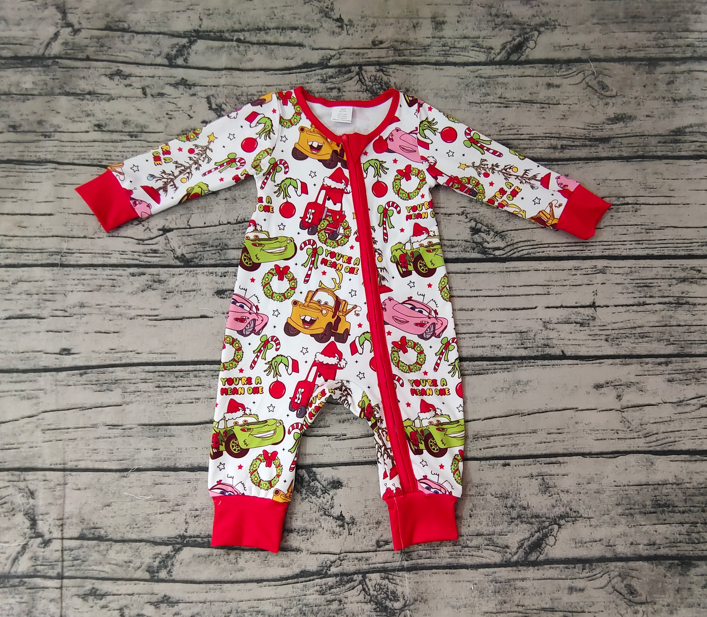 BAMBOO LR1559 Christmas grinch sibling girl romper 202409 rts
