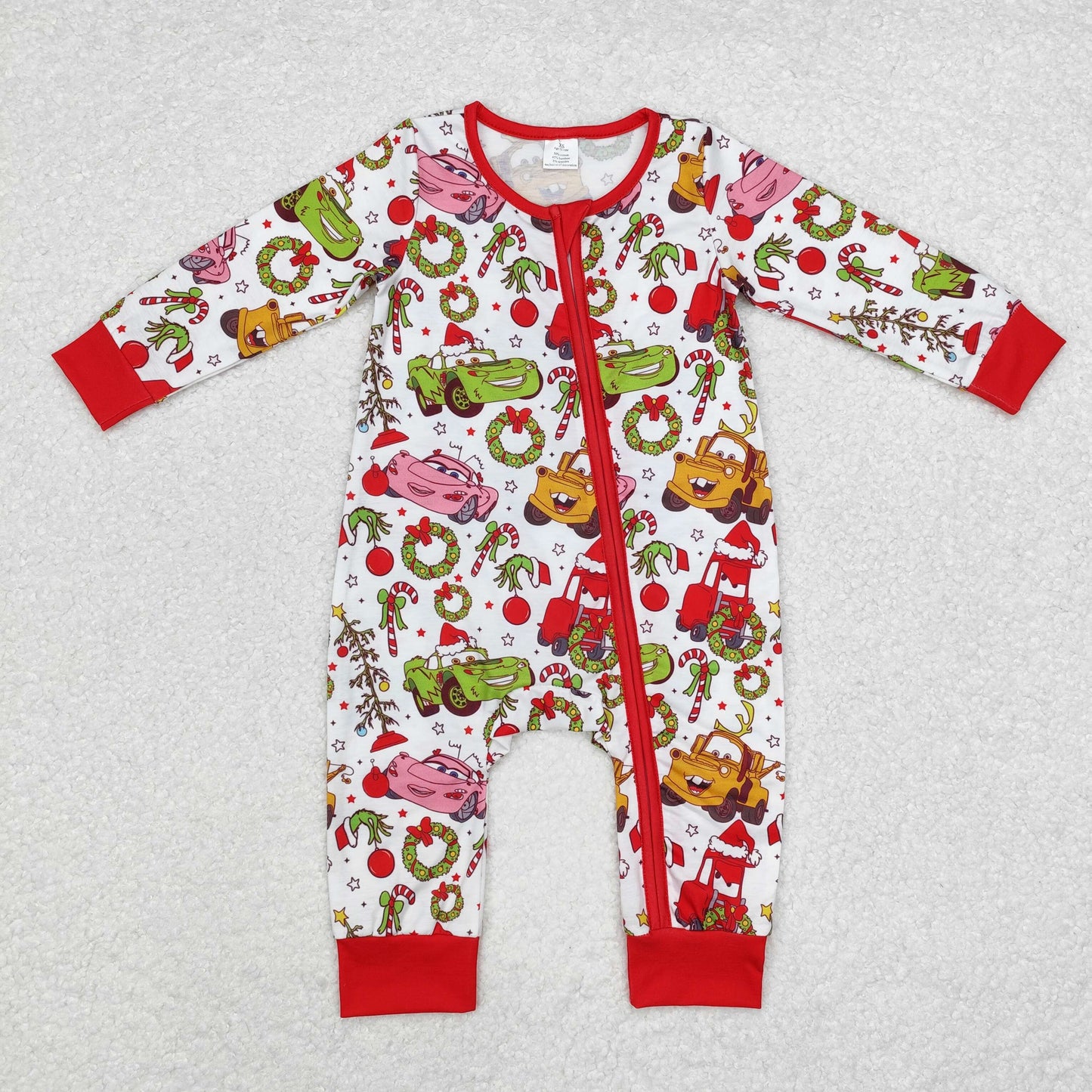 BAMBOO LR1559 Christmas grinch sibling girl romper 202409 rts