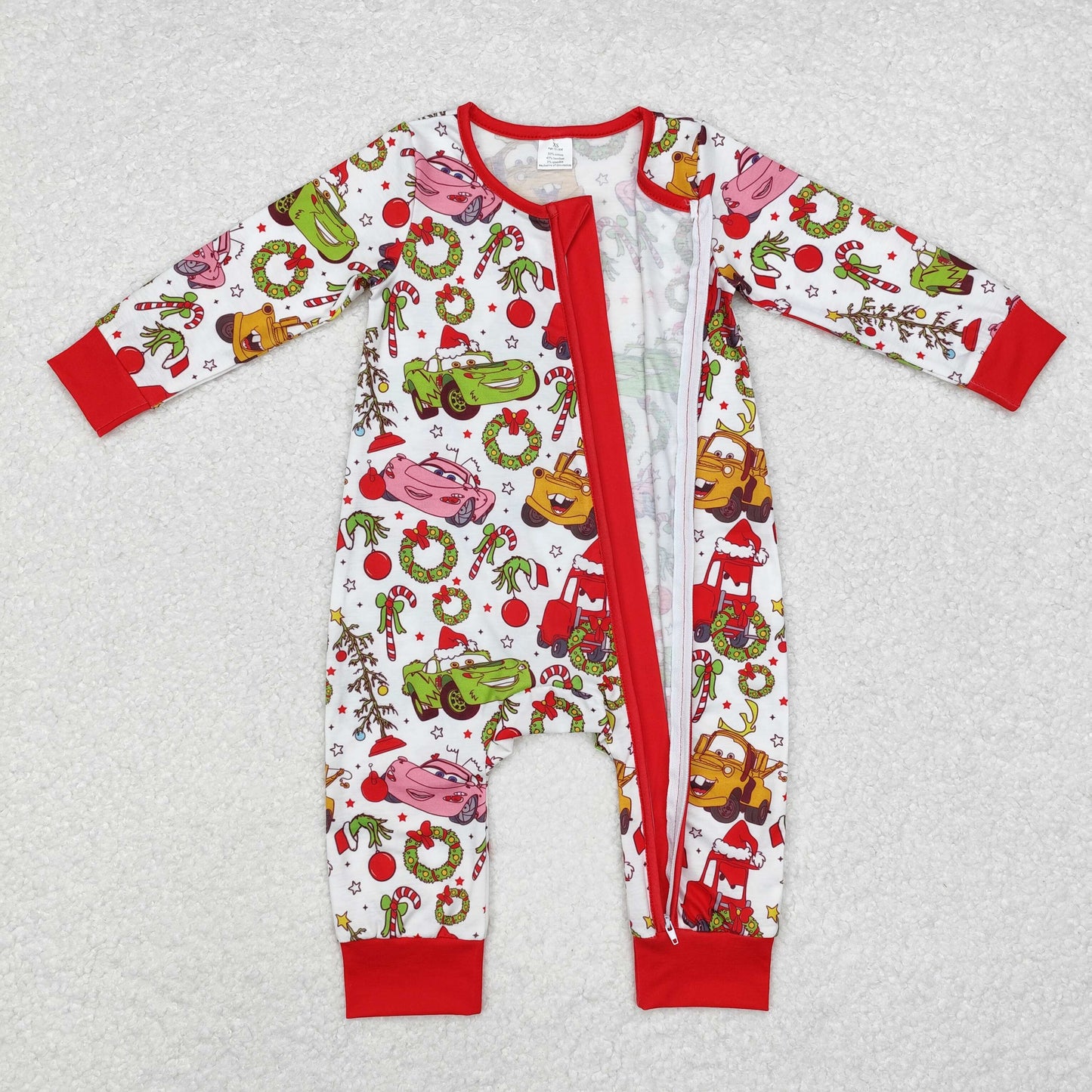 BAMBOO LR1559 Christmas grinch sibling girl romper 202409 rts