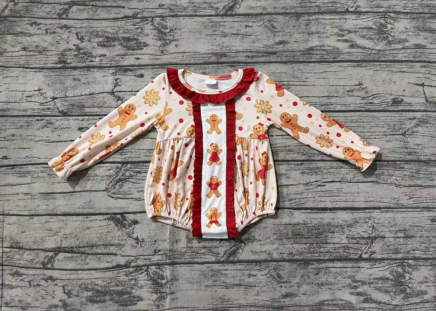 Christmas Gingebread LR1313 girl romper 202408 preorder