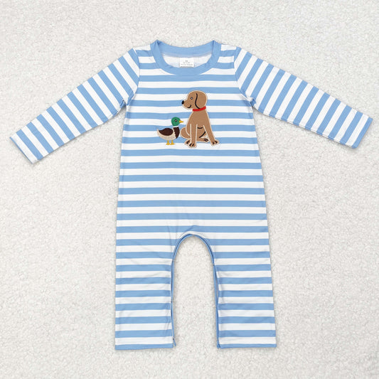 LR1644  embroidery duck dog sibling  boy  romper 202410 RTS
