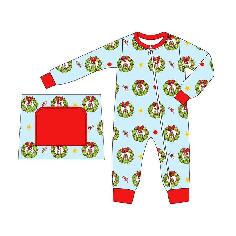 LR1665 Christmas grinch sibling boy romper 202408 preorder