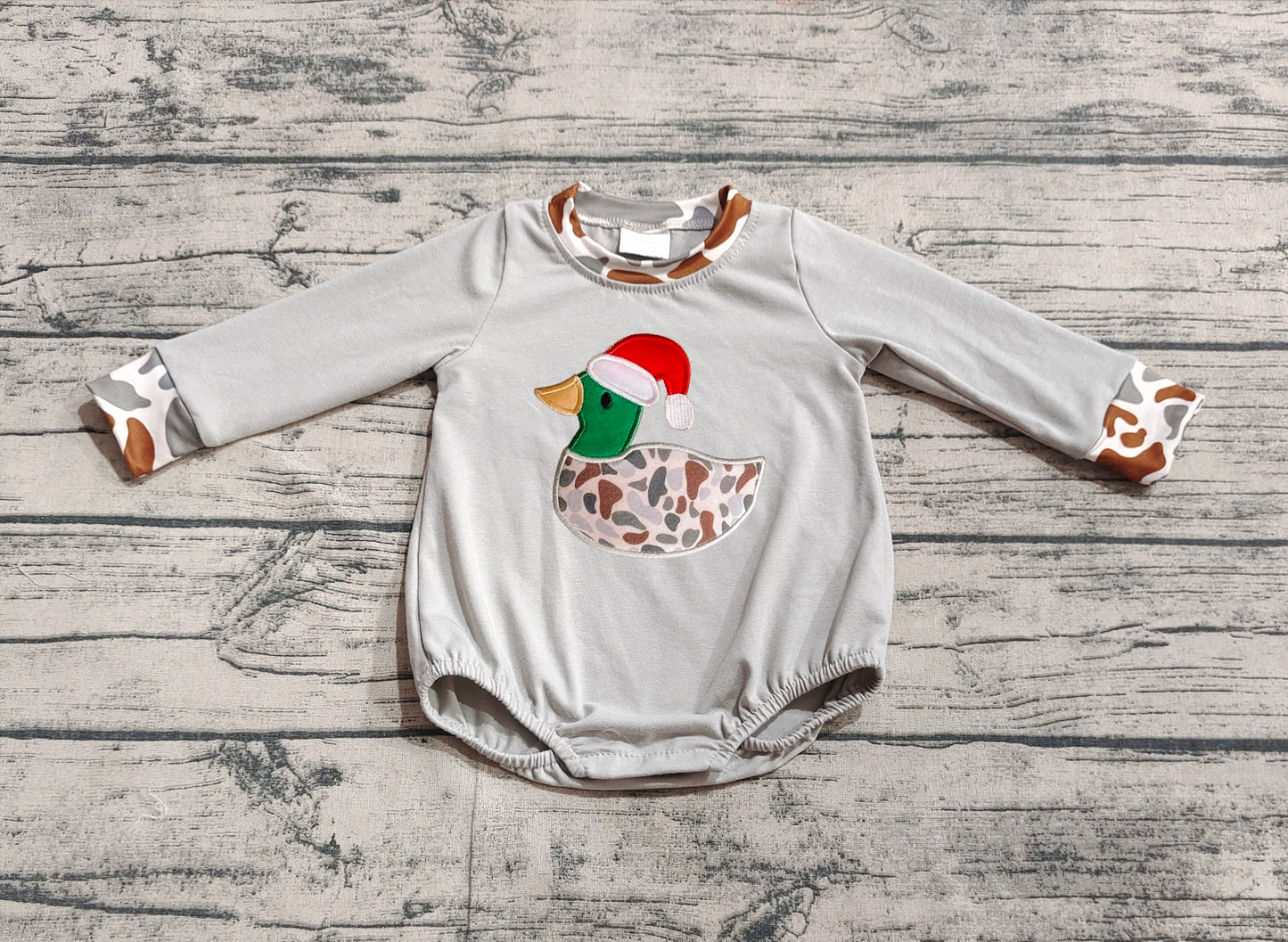 LR1683 embroidery Christmas duck camo sibling girl romper 202410 RTS