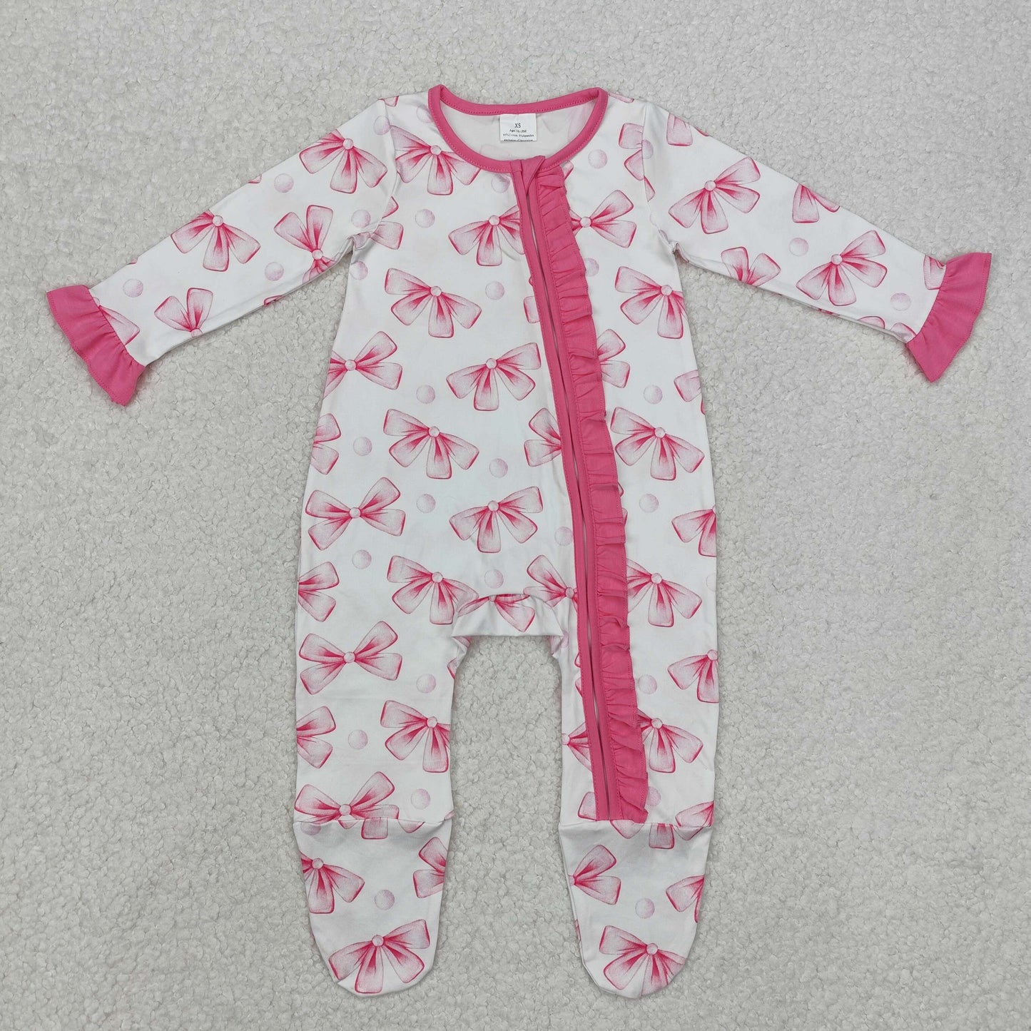 LR1770 western bow girl romper 202412 RTS sibling