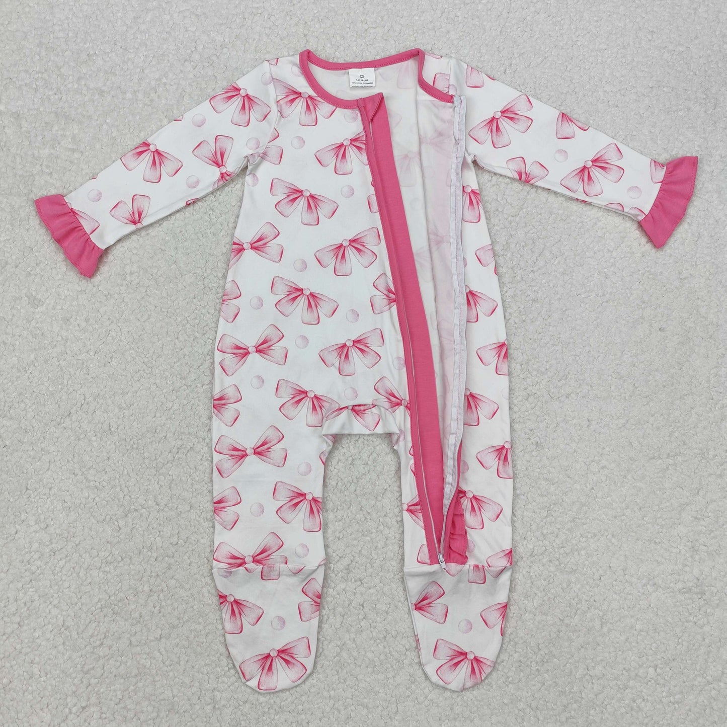 LR1770 western bow girl romper 202412 RTS sibling