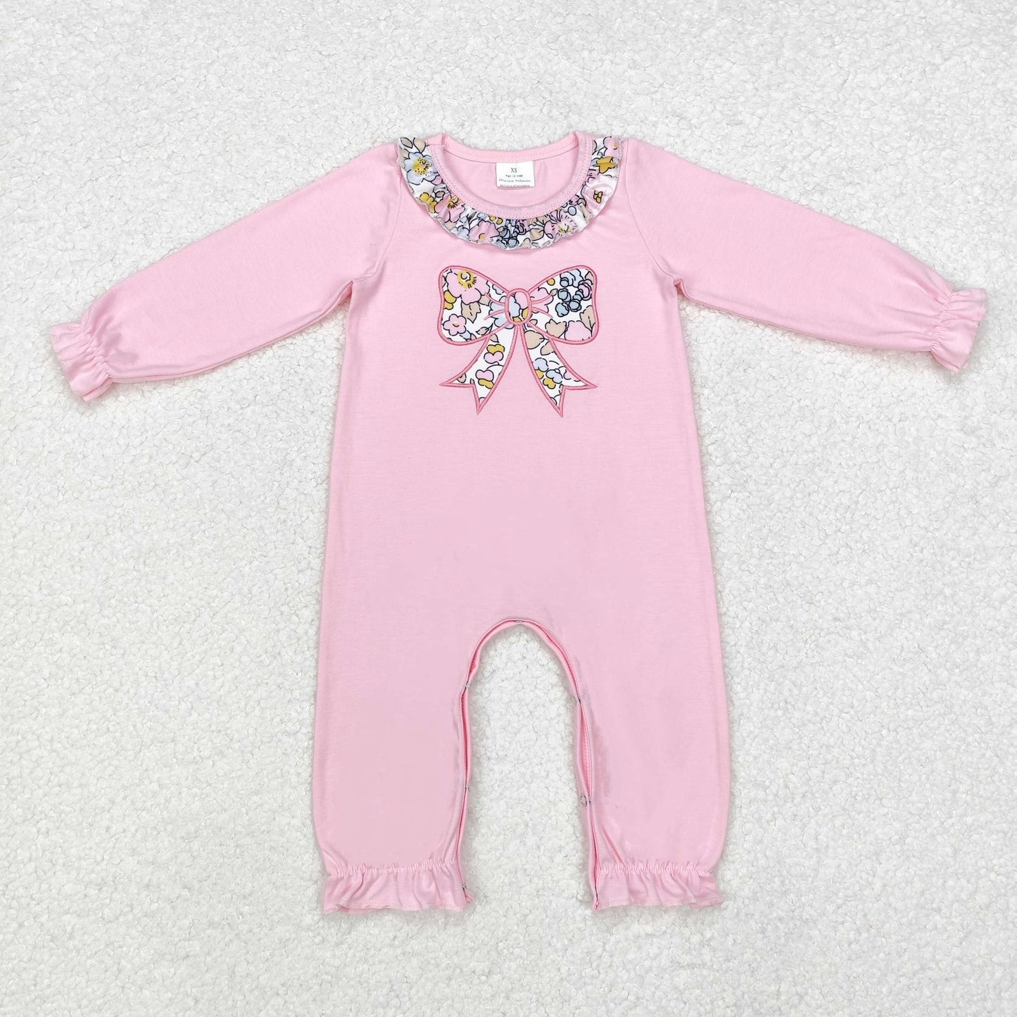 LR1812 embroidery Christmas bow sibling boy romper RTS(Free shipping order $100+