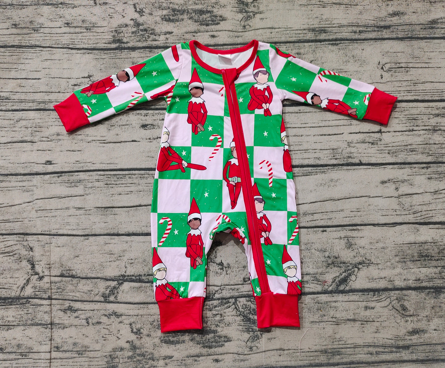 LR1817 )-BAMBOO Christmas elf girl romper 202410 RTS