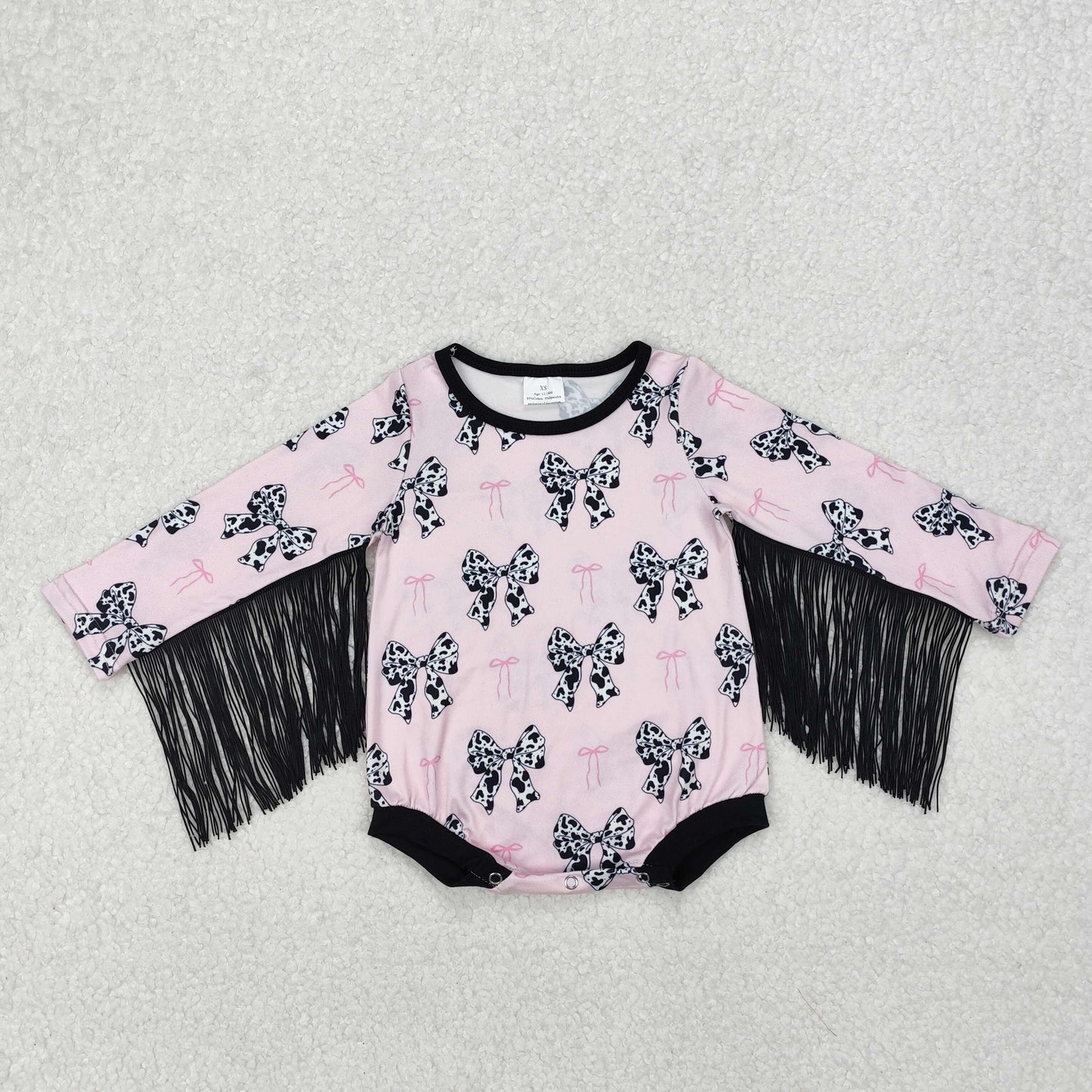 LR1824 bow pink flowers sibling girl romper 202503 RTS