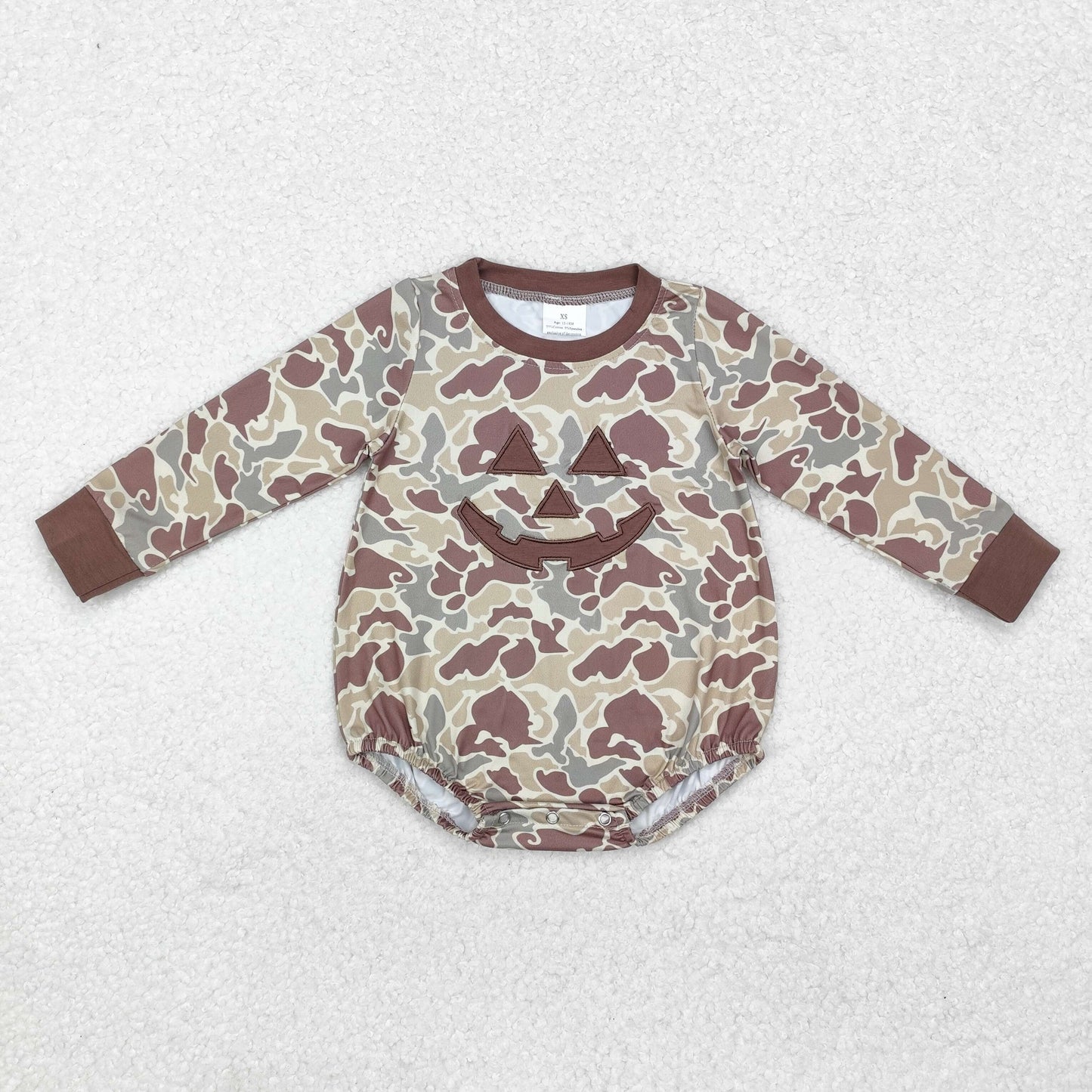 western embroidery Halloween smile camo LR1841 sibling boy romper RTS Free shipping order $100+