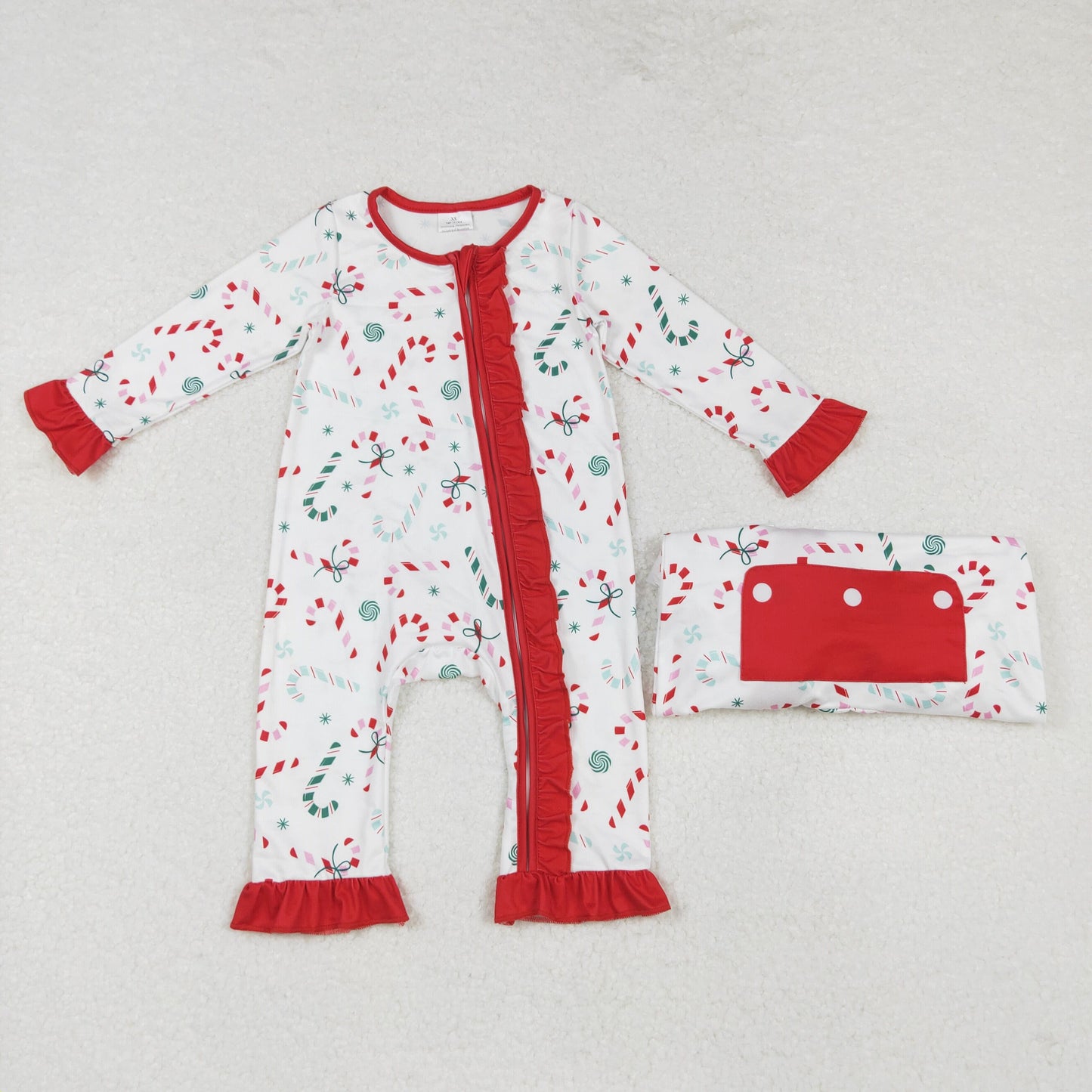 LR1842 RTS Christmas Cane western long sleeve sgirl boys romper 202410 RTS