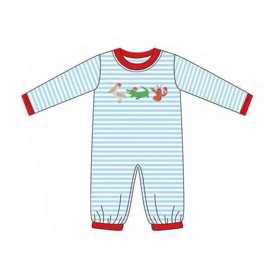 CUSTOM MOQ3 Christmas cray duck alligator LR1848 sibling boy romper 202408