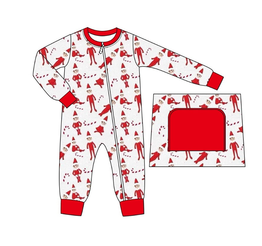 Christmas elf LR1852 sibling boy romper 202408 preorder