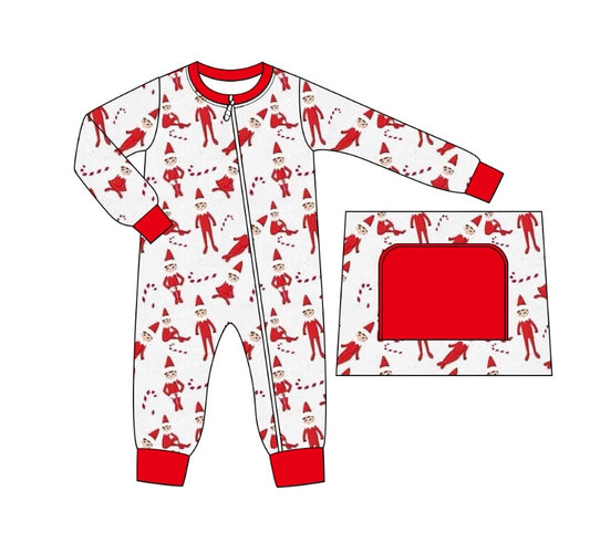 Christmas elf LR1852 sibling boy romper 202408 preorder