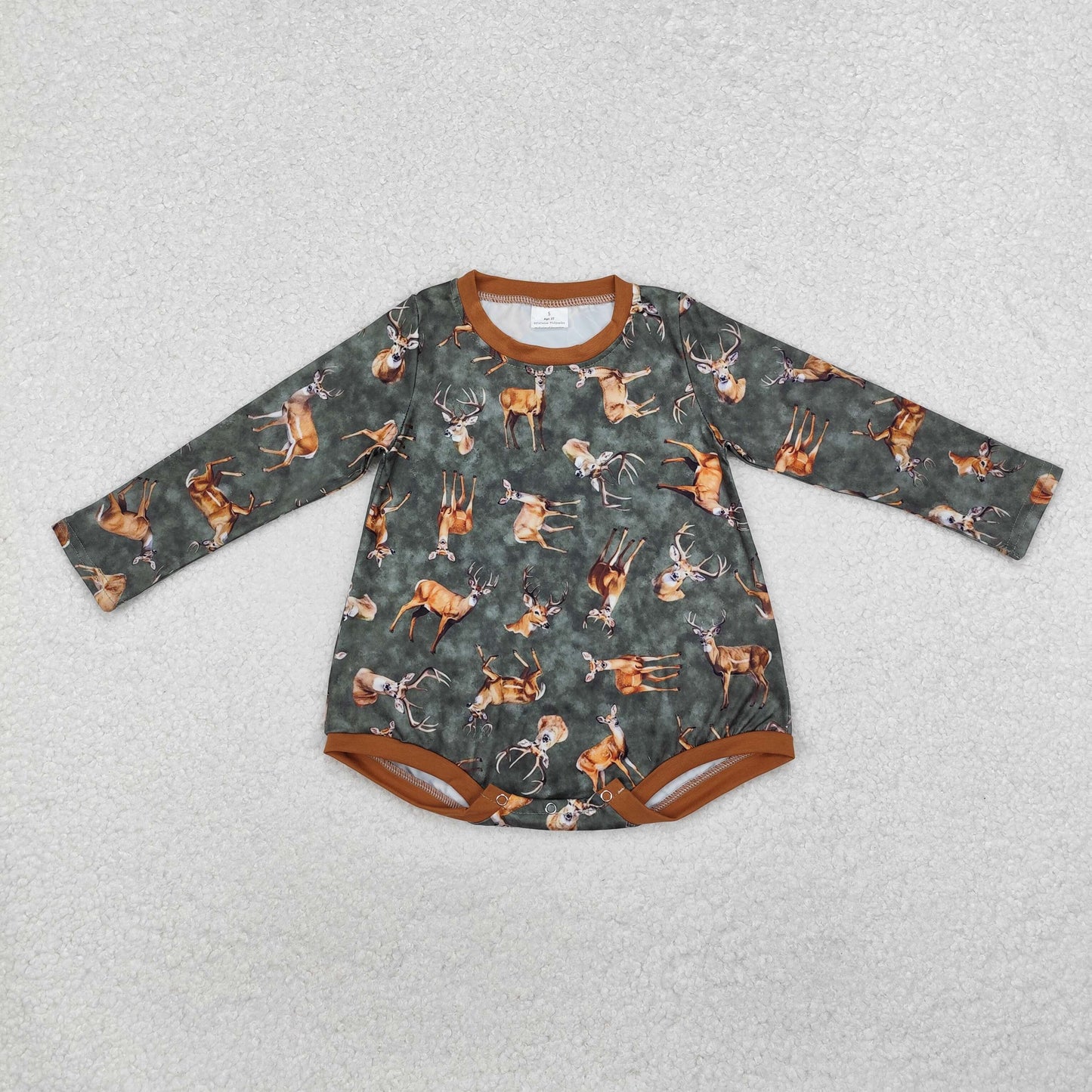 LR1859 hunting deer western boy romper 202411 sibling RTS