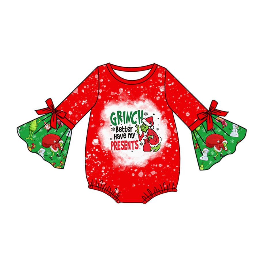 LR1893 sibling Christmas grinch western girl romper 202408 preorder