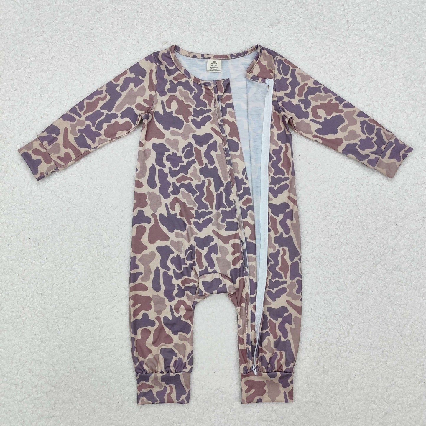 LR2050 BAMBOO western camo zipper boy romper RTS Free shipping order $100+