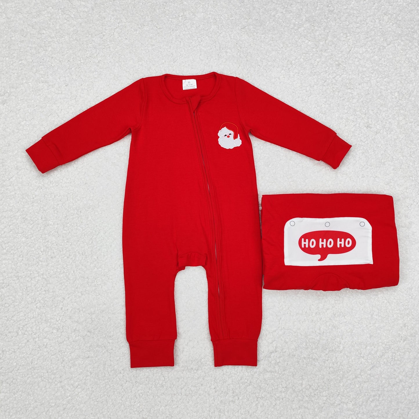 LR2052 long sleeve Christmas Santa red embroidry boy romper RTS 202411