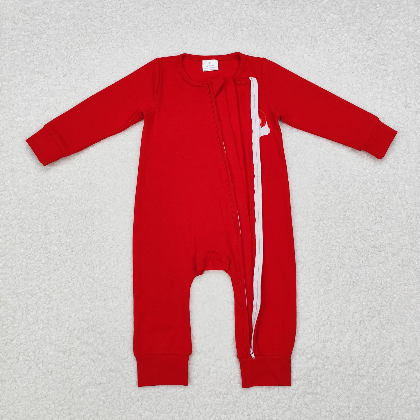 LR2052 long sleeve Christmas Santa red embroidry boy romper RTS 202411