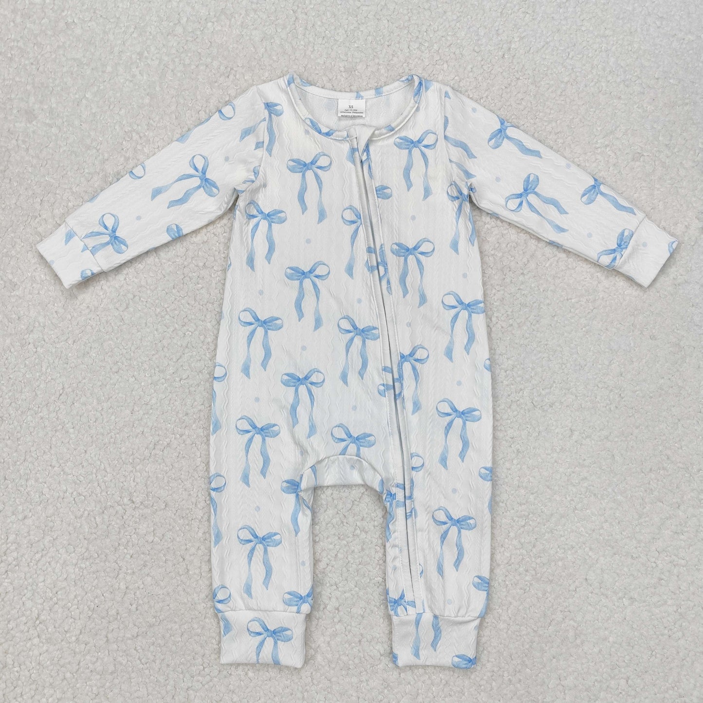 LR2070 cable knit cotton bow western girl romper RTS Free shipping order $100+
