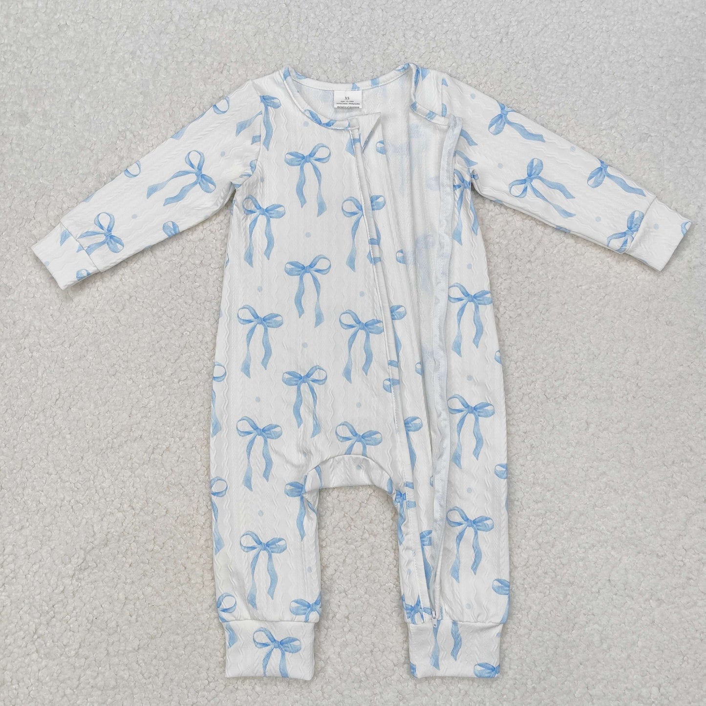 LR2070 cable knit cotton bow western girl romper RTS Free shipping order $100+