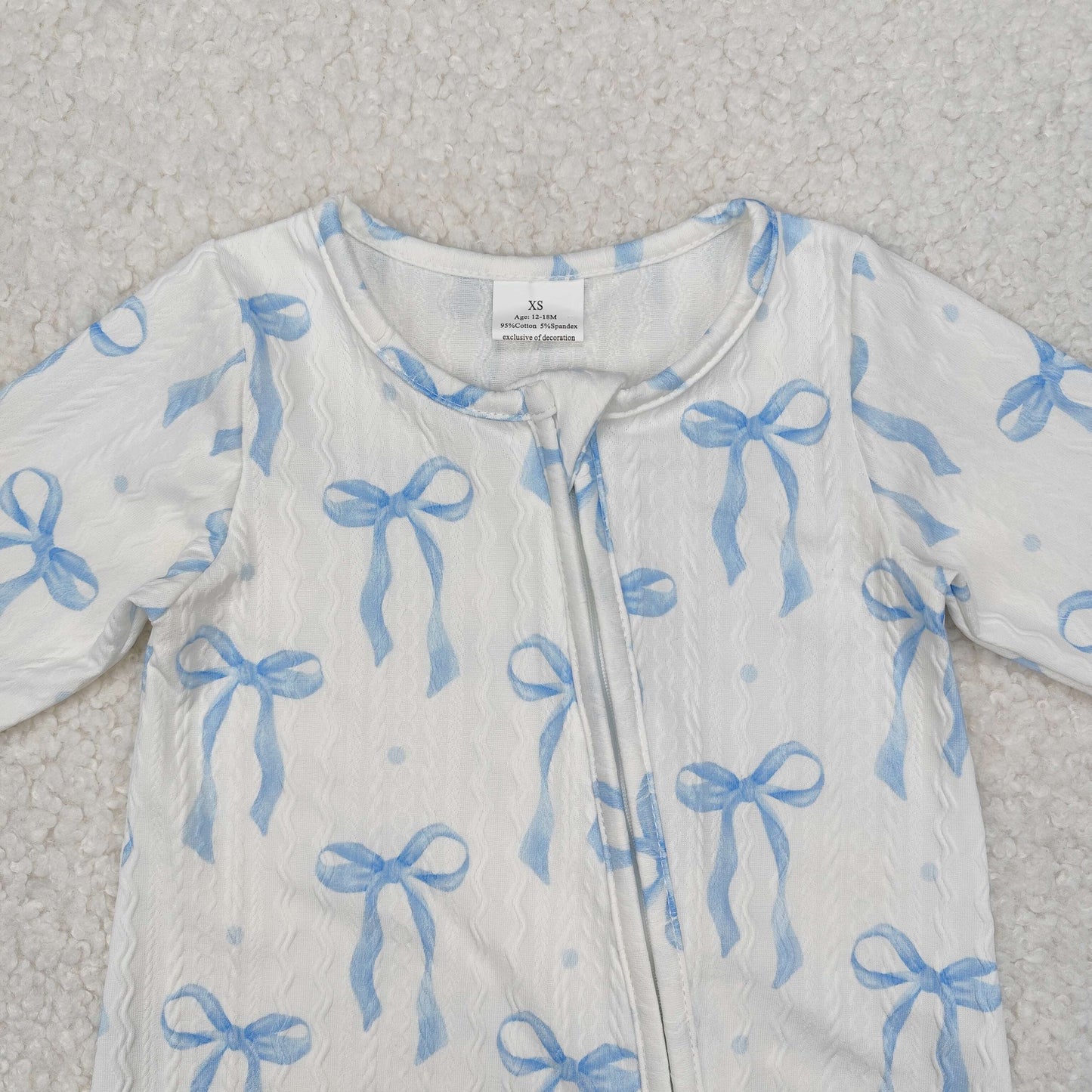 LR2070 cable knit cotton bow western girl romper RTS Free shipping order $100+