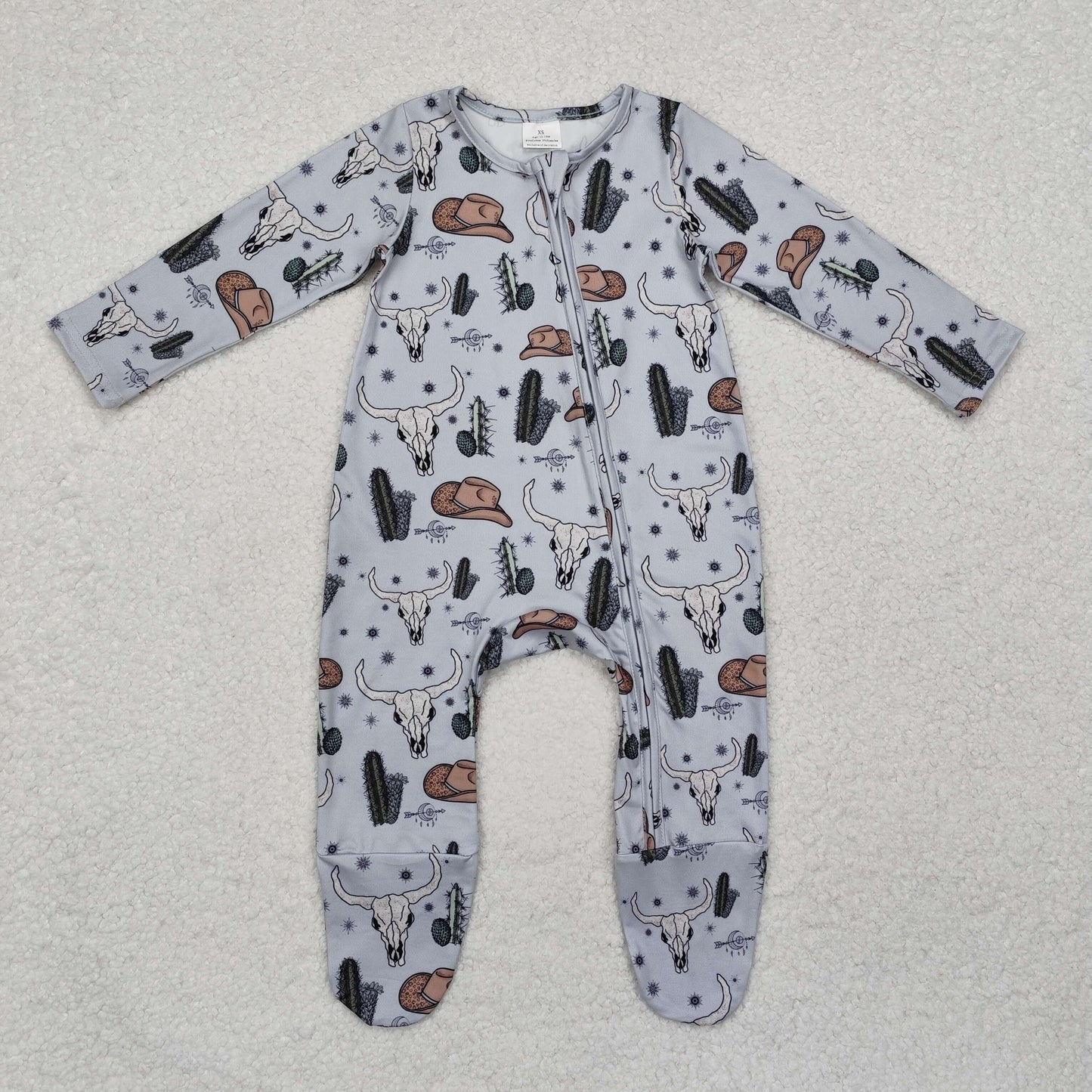 promotion price RTS LR2098 新 highland cow blue baby boy long sleeve girl romper 202411 RTS